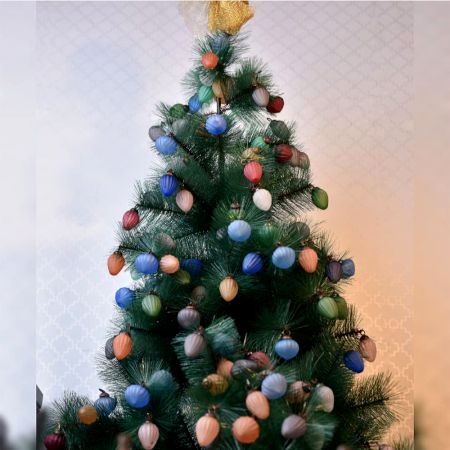 Matte Finish Frosted Tiny Christmas Ornaments In Assorted Styles Set of 25 Pcs